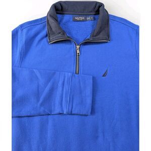 Nautica 1/4 Zip Fleece Pullover Men’s M Blue Long Sleeve Preppy